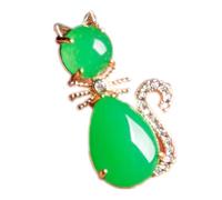 LKDCNUP Collana con talismano, Ciondolo Feng Shui, Collana con ciondolo Feng Shui in giada verde for donna, autentico Yoga Cat Meow Meow Star S925 argento placcato oro