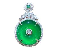 LKDCNUP Collana con talismano, Ciondolo Feng Shui, Collana con ciondolo Feng Shui in giada verde for donna Fibbia della pace con calcedonio Yoga autentico S925 Argento