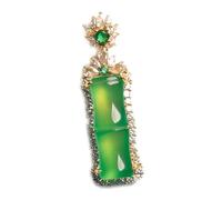 LKDCNUP Collana con talismano, Ciondolo Feng Shui, Collana con ciondolo Feng Shui in giada verde for donna, autentico Yoga, calcedonio, bambù, festival S925, argento placcato oro