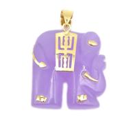 LKDCNUP Collana con talismano, Ciondolo Feng Shui, Collana con ciondolo Feng Shui in giada viola for donna, autentico Yoga, giadeite viola, elefante di buon auspicio S925, argento placcato oro