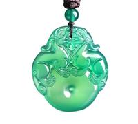 LKDCNUP Collana con talismano, Ciondolo Feng Shui, Collana con ciondolo in giada verde Feng Shui for donne, autentica yoga, calcedonio, agata, fibbia pacifica che invita alla ricchezza Pixi