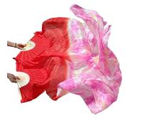 LKDCNUP Ventaglio di Danza del Ventre, ventaglio in Vera Seta Un Paio ventagli estesi Ventagli Color Tie-Dye Fatti a Mano