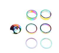 LKfjnhePF Serie Sterzo Set di distanziali for Tappo Stelo Bicicletta Ultraleggero 4-6 Pezzi Distanziali in Alluminio Copri Auricolare e Kit 2mm/5mm/10mm Accessori(Rainbow)