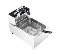 LKHDONG Friggitrice elettrica da 2500 W, 6 l, con cesti e coperchio, friggitrice a olio, in acciaio inox, 60-200 ℃, regolabile, protezione contro il surriscaldamento