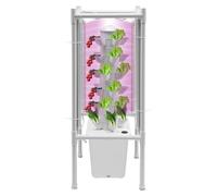 LKHDONG Idroponica Torre 6 piani 30 fori sistema idroponico con 4 LED luce UV e serbatoio dell'acqua da 10 l, sistema di coltivazione idroponica verticale per frutta e verdura (bianco)