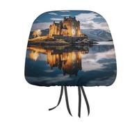 LKHDS A Castle by The Lake - Set di 2 coperture universali per poggiatesta auto, facili da installare, traspiranti e morbide, per la maggior parte dei veicoli