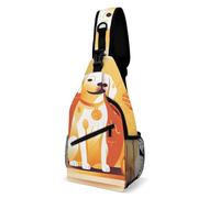 LKHDS A Dog Sitting Chest Bag Unisex, Borsa a tracolla regolabile, piccolo zaino per escursioni e viaggi