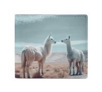 LKHDS Alpaca on the Grass Portafoglio bifold con finestra d'identità, portafoglio sottile in pelle di facile accesso borsa compatta per uomo donna