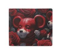 LKHDS Bear Among The Roses Portafoglio bifold con finestra per documenti, portafoglio sottile in pelle di facile accesso borsa compatta per uomo donna
