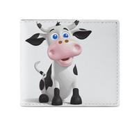 LKHDS Portafoglio a due ante con mucca da latte in stile cartone animato, con finestra per documenti, portafoglio sottile in pelle, facile accesso, borsa compatta per uomini e donne