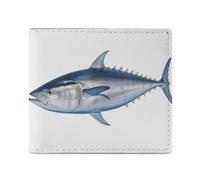 LKHDS Tuna Thunnus Bifold Portafoglio con finestra di identità, portafoglio sottile in pelle facile accesso portafoglio compatto per uomini e donne
