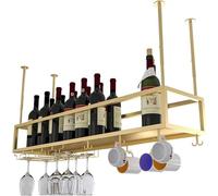 LKHGTR Bottiglie di vino a rastrello sospeso e supporto in vetro, soffitto a scaffale per vino galleggiatore di calici veli Made in China