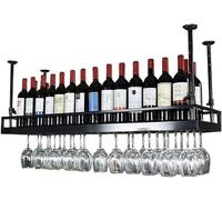 LKHGTR Portabottiglie da appendere al soffitto, scaffale per calici a testa in giù, espositore decorativo per bar, ristoranti, cucine, nero, 120 × 35 cm, prodotto in Cina
