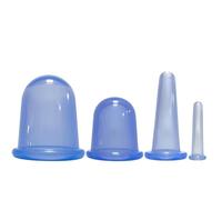 LKHLTBF Coppette massaggianti in Silicone sottovuoto, barattoli per Massaggio anticellulite, Ventose per Il Viso, Lifting Viso e Collo, Raschietto per la Pelle, gua Sha, Antirughe.,Blue 4pcs