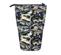 LKHVGY 1 astuccio multifunzione con motivo a pesci, borsa portaoggetti, trousse per trucchi, adatto per ufficio e trasporto quotidiano, nero, taglia unica, portamonete, Come nella foto, Taglia unica