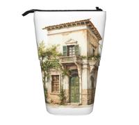 LKHVGY Antico edificio con ramo d'ulivo romano e stampa greca telescopica portapenne custodia per penne custodia portatile in piedi, Come nella foto, Taglia unica, Astuccio telescopico