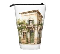 LKHVGY Antico edificio con ramo d'ulivo romano e stampa greca verticale retrattile astuccio portaoggetti per ufficio viaggi quotidiano borse trucco, Come nella foto, Taglia unica, Astuccio telescopico