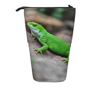 LKHVGY Astuccio portamatite telescopico con stampa di lucertola verde, portapenne portatile per studio o ufficio, Come nella foto, Taglia unica, Astuccio telescopico