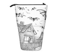 LKHVGY Astuccio portamatite telescopico con stampa di pipistrelli volanti di Halloween, portapenne portatile per studio o ufficio, Come nella foto, Taglia unica, Astuccio telescopico