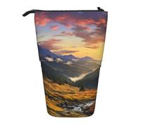 LKHVGY Astuccio telescopico con bandiera della Germania e aquila, astuccio per cancelleria carino astuccio telescopico portapenne portapenne per ufficio e vacanza regalo, Paesaggio Tramonto Montagna