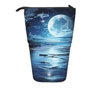 LKHVGY Astuccio telescopico con divertente delfino che guarda te, astuccio in piedi con stampa carino astuccio per cancelleria telescopico portapenne portapenne per ufficio regalo per vacanze, Luna