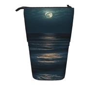 LKHVGY Astuccio telescopico con stampa di montagna e fiume, astuccio carino per cancelleria, portapenne telescopico, portapenne per ufficio, regalo per vacanze, Il mare sotto la luna piena, Taglia