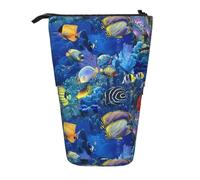 LKHVGY Astuccio telescopico in piedi con stampa di pesci tropicali, portapenne in poliestere, organizer per ufficio, Come nella foto, Taglia unica, Astuccio telescopico