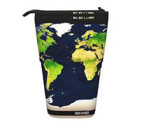 LKHVGY Astuccio telescopico multifunzionale con farfalla viola, per cancelleria, ufficio, scatola portaoggetti per penne, Mappa del mondo., Taglia unica, Astuccio telescopico