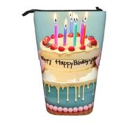 LKHVGY Astuccio telescopico per cancelleria con stampa di torta di buon compleanno, per riporre oggetti di cancelleria e trucchi da ufficio, Come nella foto, Taglia unica, Astuccio telescopico