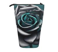 LKHVGY Astuccio telescopico per cancelleria, con stampa floreale e rosa, per riporre oggetti di cancelleria e trucchi, colore: grigio foglia di tè, Come nella foto, Taglia unica, Astuccio telescopico