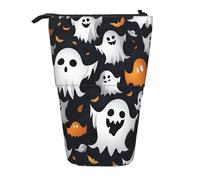 LKHVGY Astuccio telescopico per matite con stampa di fantasmi bianchi di Halloween, custodia per penne portatile in piedi, Come nella foto, Taglia unica, Astuccio telescopico