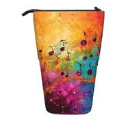 LKHVGY Astuccio verticale retrattile con stampa di note musicali colorate, per ufficio, viaggi, trucchi quotidiani, Come nella foto, Taglia unica, Astuccio telescopico