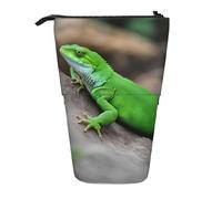LKHVGY Astuccio verticale retrattile con stampa lucertola verde, per ufficio, viaggi, trucchi quotidiani, Come nella foto, Taglia unica, Astuccio telescopico
