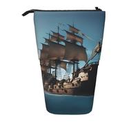 LKHVGY Cool Pirate Nave Stampa Verticale Retrattile Matita Sacchetto di Immagazzinaggio per Ufficio Viaggi Quot, Come nella foto, Taglia unica, Astuccio telescopico