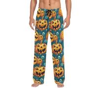 LKHVGY Cute Pumpkins and Bubbles - Pantaloni da pigiama da uomo, morbidi, lunghi, con tasche, Come nella foto, L