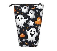 LKHVGY Grazioso astuccio multifunzione con fantasma bianco con fantasmi di Halloween, borsa portaoggetti, borsa per trucchi, adatta per ufficio e trasporto quotidiano, nero, taglia unica, portamonete