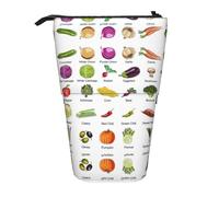 LKHVGY Introduzione di Varie Verdure Stampa Telescopica Matita Bag Pen Holder Caso Cancelleria Stand Up Pencil Case Organizer per Adulti, Come nella foto, Taglia unica, Astuccio telescopico