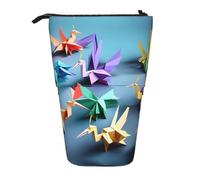 LKHVGY Origami Multicolor Papercraft Stampa Gru Verticale Retrattile Astuccio di Immagazzinaggio per Ufficio Viaggi Quotidiano Trucco, Come nella foto, Taglia unica, Astuccio telescopico