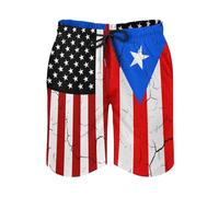 LKHVGY Pantaloncini da spiaggia da uomo, in rete, ad asciugatura rapida, con tasche, per corsa e atletica, America & Puerto Rico bandiera portoricana, S
