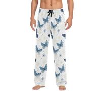 LKHVGY Pantaloni da pigiama da uomo con farfalle e fiocchi di neve, morbidi, lunghi, con tasche, Come nella foto, M