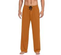 LKHVGY Pantaloni da pigiama da uomo in tinta unita Pantaloni da pigiama da salotto, Arancione bruciato, L