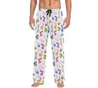 LKHVGY Pantaloni da pigiama da uomo, pantaloni separati, morbidi, da uomo, con tasche, Coniglio pasquale multiplo, L