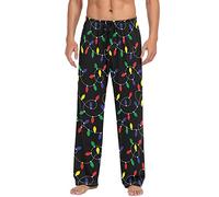 LKHVGY Pantaloni da pigiama da uomo, pantaloni separati, morbidi, da uomo, con tasche, Lampadina natalizia, XXL