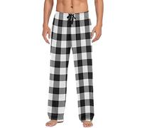 LKHVGY Pantaloni da pigiama da uomo, pantaloni separati, morbidi, da uomo, con tasche, Multi- Plaid Nero Bianco, M