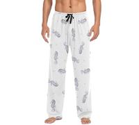 LKHVGY Pantaloni del pigiama da uomo con cavalluccio marino e perle, pantaloni da pigiama da uomo con tasche con coulisse S-XXL, Multicolore, L