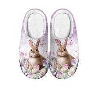 LKHVGY Pantofole da donna, calde, comode, in memory foam, con suola antiscivolo, Carino Pasqua floreale, 11/11.5 UK Wide