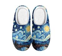 LKHVGY Pantofole da donna e uomo, morbide, calde, antiscivolo, stile casual, per la casa, Van Gogh Notte stellata 1, 8.5/9 UK Wide