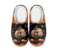 LKHVGY Pantofole da donna in caldo memory foam antiscivolo cotone pantofole casa camera da letto scarpe indoor outdoor, Ringraziamento Carino Turchia, 41.5/42.5 EU largo