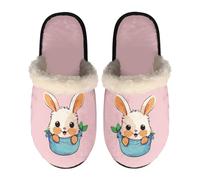 LKHVGY Pantofole da donna per interni, pantofole antiscivolo per camera da letto, punta chiusa, Coniglietto Kawaii Rosa, Small Narrow