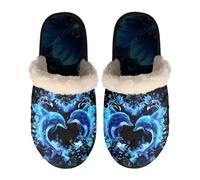 LKHVGY Pantofole da donna per interni, pantofole antiscivolo per camera da letto, punta chiusa, Delfino nero, X-Small X-Narrow